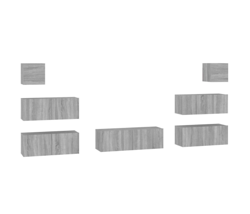 Set de muebles para TV 7 pzas madera contrachapada gris Sonoma