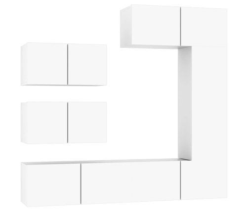 Set de muebles para TV 6 piezas madera contrachapada blanco