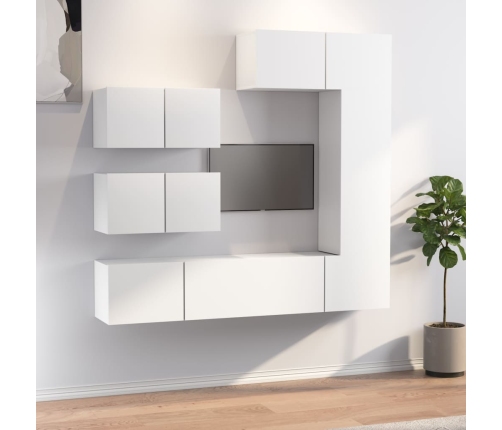 Set de muebles para TV 6 piezas madera contrachapada blanco