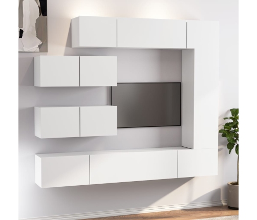 Set de muebles para TV 7 piezas madera contrachapada blanco