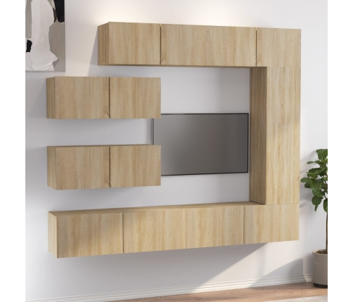 Set de muebles para TV 7 pzas madera contrachapada roble Sonoma