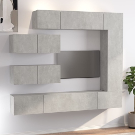 Set de muebles de TV 7 pzas madera contrachapada gris hormigón