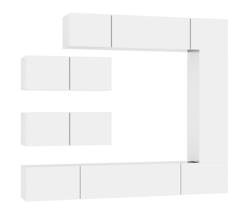 Set de muebles de TV 7 pzas madera contrachapada blanco brillo