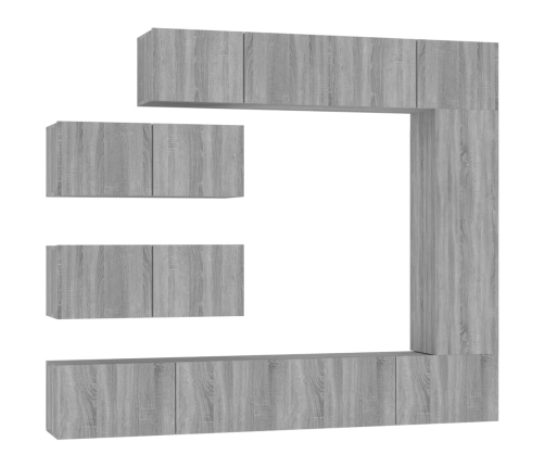 Set de muebles para TV 7 pzas madera contrachapada gris Sonoma