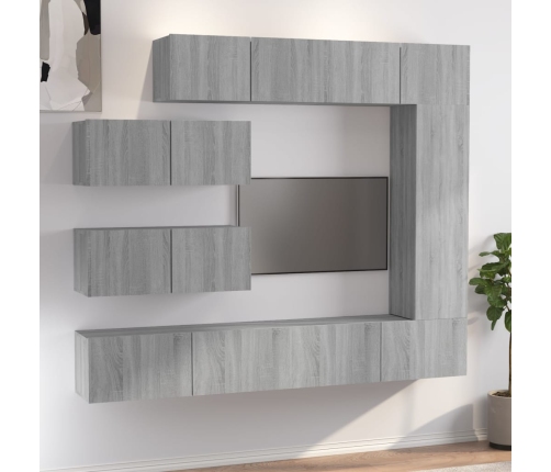 Set de muebles para TV 7 pzas madera contrachapada gris Sonoma