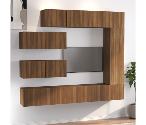 Set de muebles para TV 7 pzas madera contrachapada roble marrón