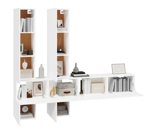 Mueble de pared para TV madera contrachapada blanco