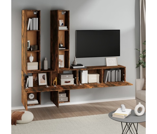 Mueble de pared para TV madera contrachapada roble ahumado