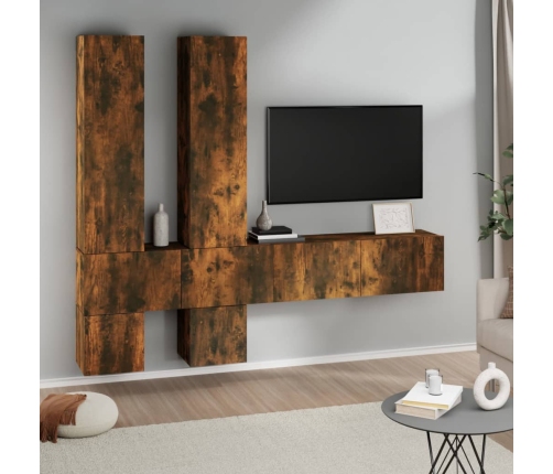 Mueble de pared para TV madera contrachapada roble ahumado