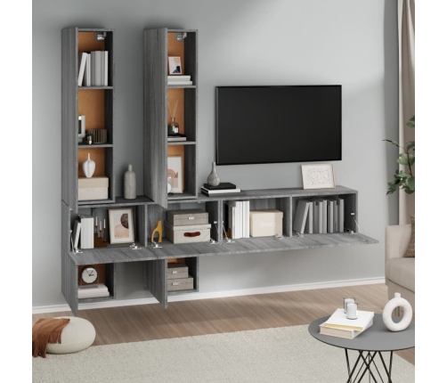 Mueble de pared para TV madera contrachapada gris sonoma