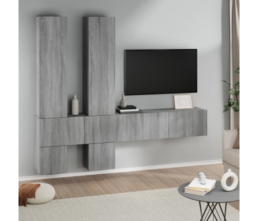 Mueble de pared para TV madera contrachapada gris sonoma