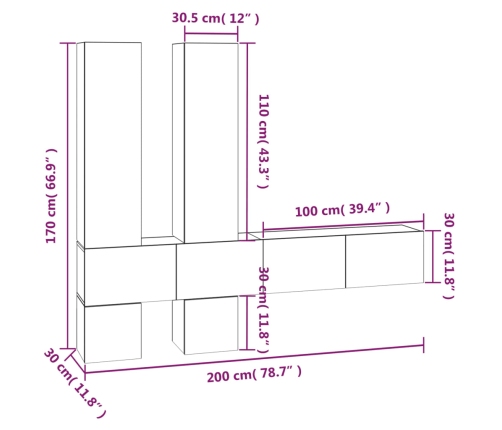 vidaXL Mueble de pared para TV madera contrachapada roble marrón