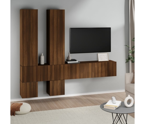 vidaXL Mueble de pared para TV madera contrachapada roble marrón