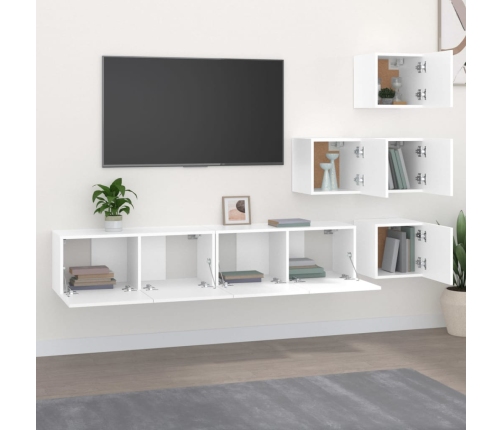 Mueble de pared para TV madera contrachapada blanco