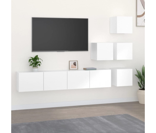 Mueble de pared para TV madera contrachapada blanco