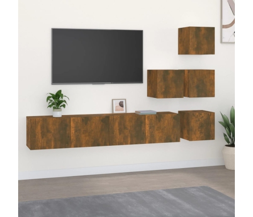 Mueble de pared para TV madera contrachapada roble ahumado