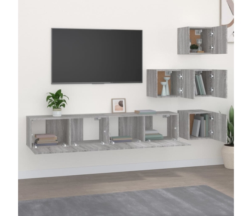 Mueble de pared para TV madera contrachapada gris sonoma