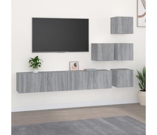 Mueble de pared para TV madera contrachapada gris sonoma