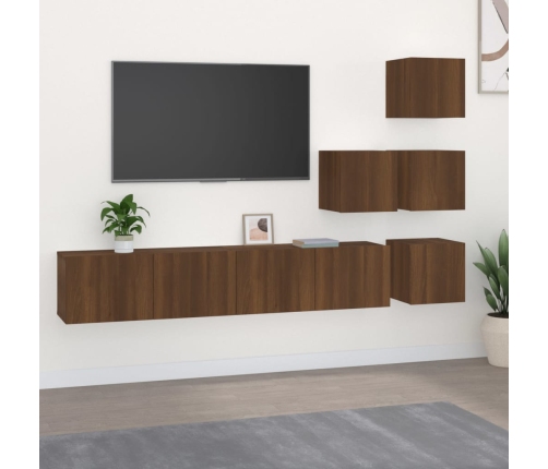 Mueble de pared para TV madera contrachapada roble marrón