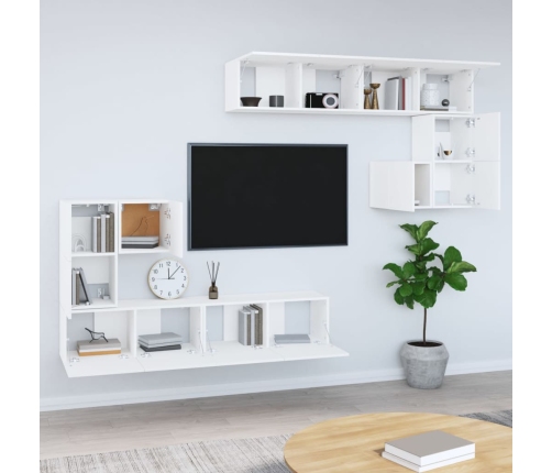 Mueble de pared para TV madera contrachapada blanco