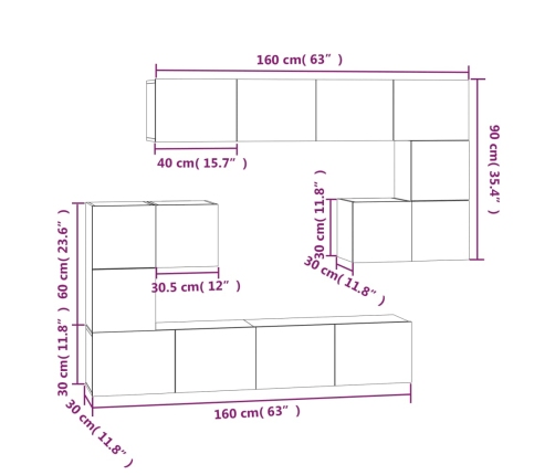 Mueble de pared para TV madera contrachapada blanco