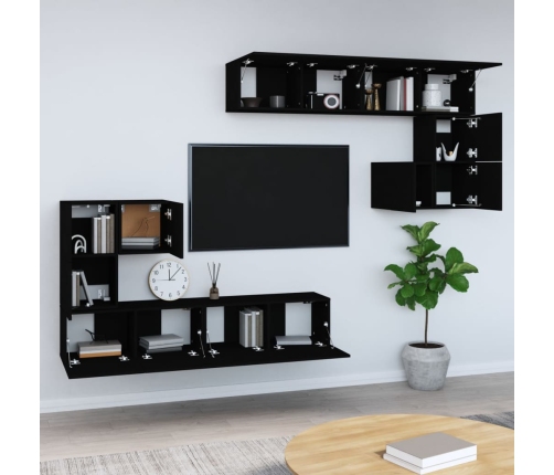 Mueble de pared para TV madera contrachapada negro