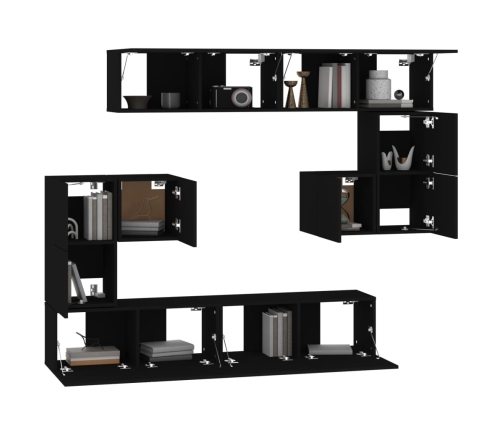 Mueble de pared para TV madera contrachapada negro