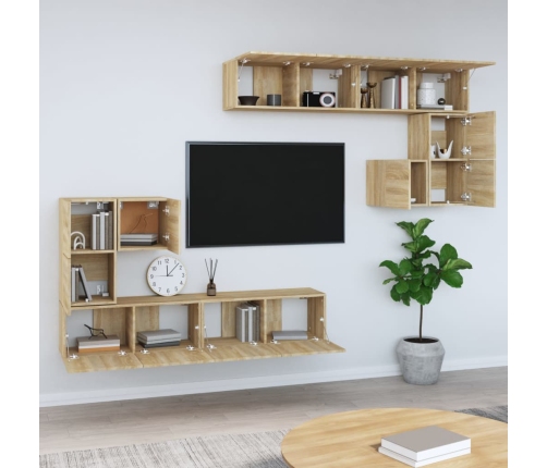 vidaXL Mueble de pared para TV madera contrachapada color roble sonoma