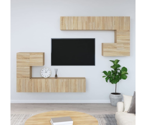 vidaXL Mueble de pared para TV madera contrachapada color roble sonoma