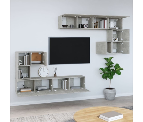 Mueble de pared de TV madera contrachapada gris hormigón