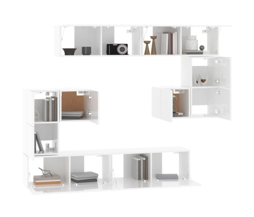 Mueble de pared para TV madera contrachapada blanco brillante