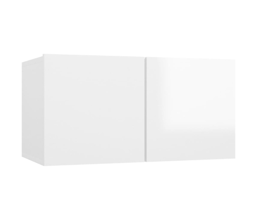 Mueble de pared para TV madera contrachapada blanco brillante