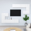 Mueble de pared para TV madera contrachapada blanco brillante