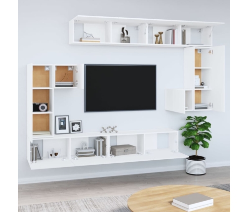 vidaXL Mueble de pared para TV madera contrachapada blanco