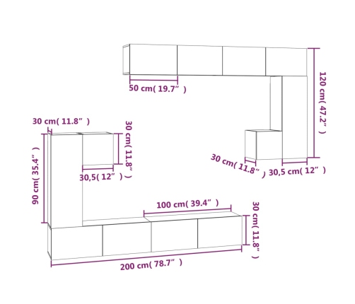 vidaXL Mueble de pared para TV madera contrachapada blanco