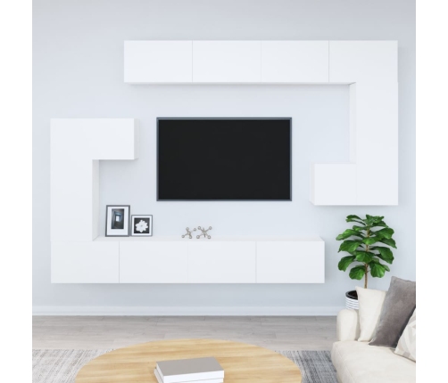 vidaXL Mueble de pared para TV madera contrachapada blanco