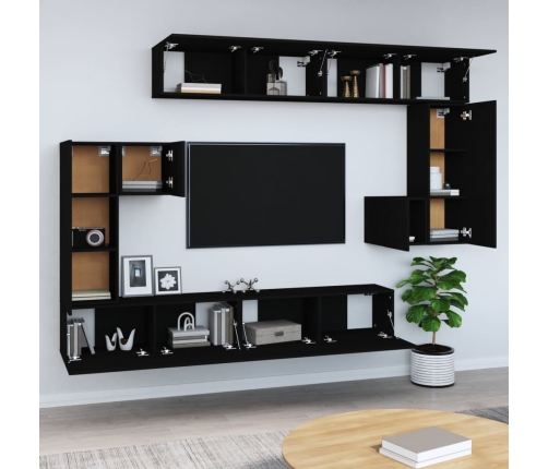 vidaXL Mueble de pared para TV madera contrachapada negro