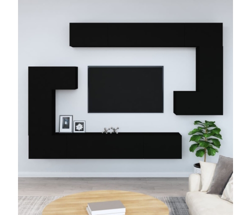 vidaXL Mueble de pared para TV madera contrachapada negro