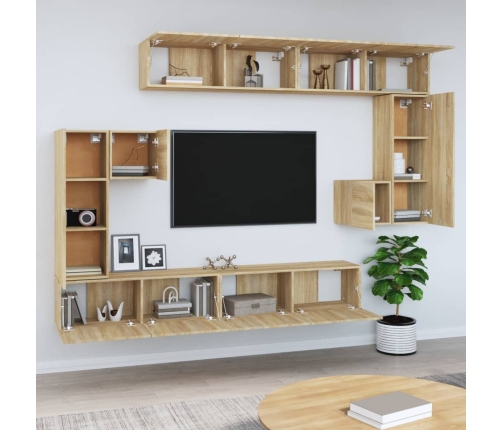 Mueble de pared para TV madera contrachapada color roble sonoma