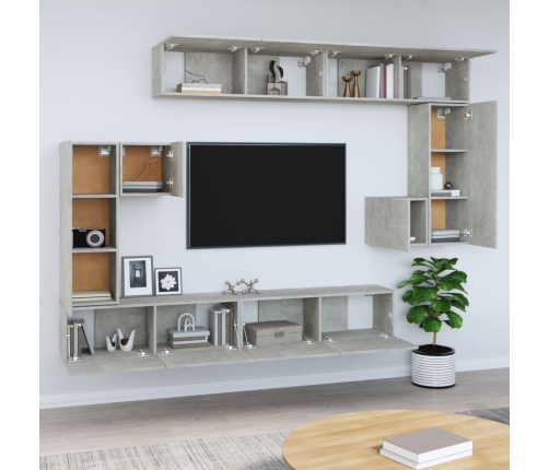 Mueble de pared de TV madera contrachapada gris hormigón