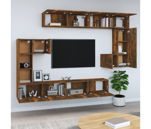 Mueble de pared para TV madera contrachapada roble ahumado