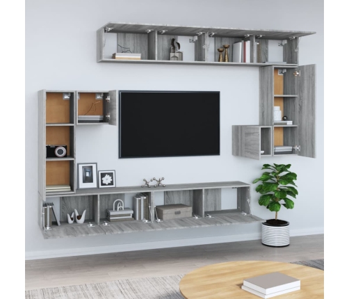 Mueble de pared para TV madera contrachapada gris sonoma