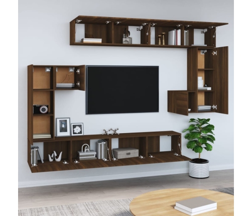 Mueble de pared para TV madera contrachapada roble marrón