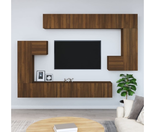 Mueble de pared para TV madera contrachapada roble marrón