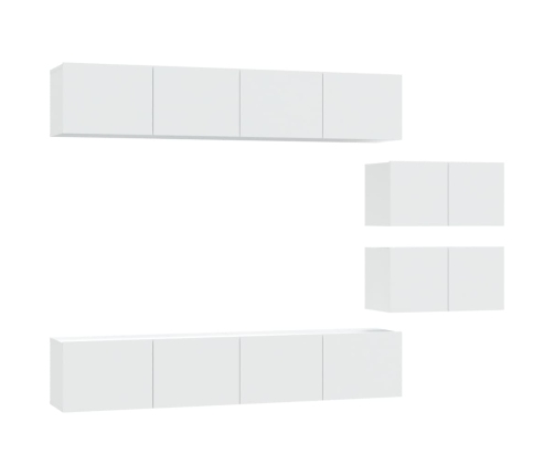 Set de muebles para TV 6 piezas madera contrachapada blanco