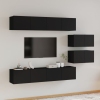 Set de muebles para TV 6 piezas madera contrachapada negro