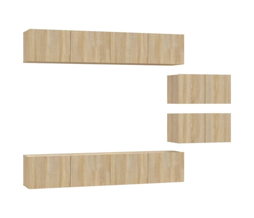 Set de muebles para TV 6 pzas madera contrachapada roble sonoma