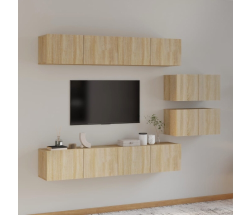 Set de muebles para TV 6 pzas madera contrachapada roble sonoma