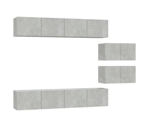 Set de muebles de TV 6 pzas madera contrachapada gris hormigón