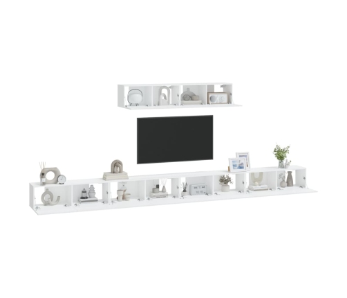 Set de muebles para TV 6 piezas madera contrachapada blanco